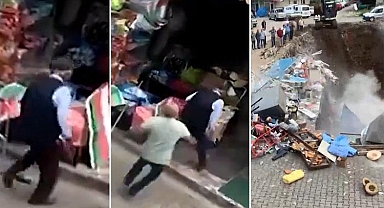 Tek katlı bina adamın üzerine çöktü: O anlar kamerada